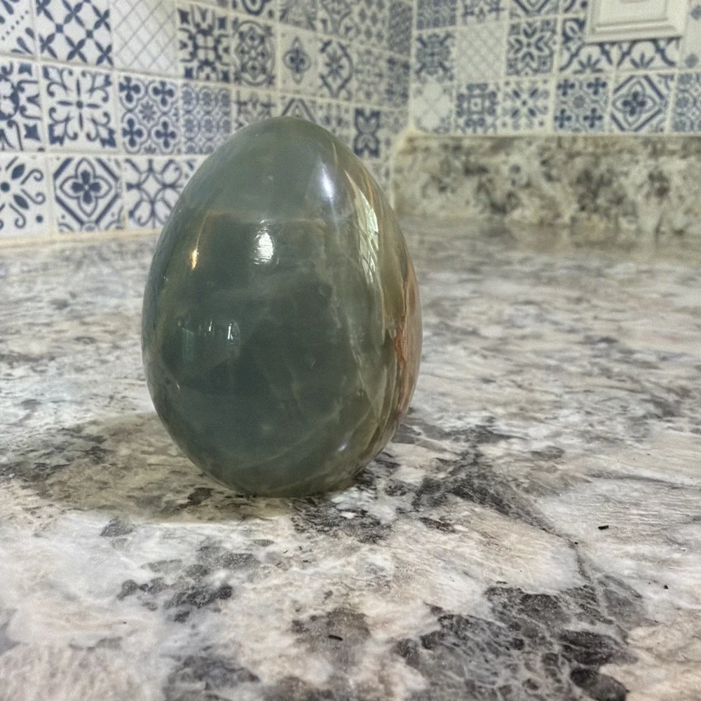Lemurian Aquatine Blue Calcite Egg From Argentina - 2.25